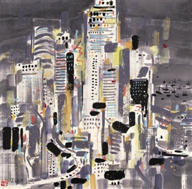 吴冠中画作《香港夜景》，成交价324.8万元